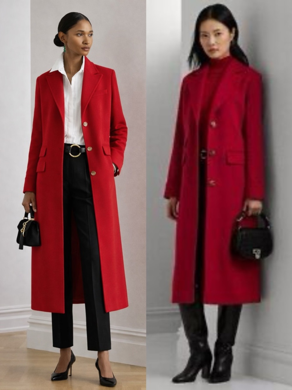 Stunning! Polo RALPH LAUREN Longline Reefer Coat Wool Blend Red size 8